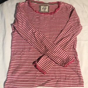 Mini Boden Pink and White Striped Long Sleeve Top